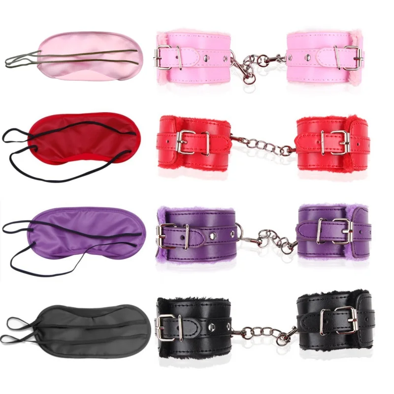 2Pcs PU Leather Erotic Handcuffs With Eye Mask Bdsm Sex Toys For Couples Adult Games Slave Bondage Restraints Exotic Accessories