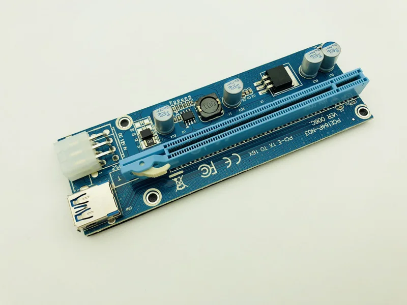 Mini PCIe PCI-E PCI Express Riser Card a PCIE Extender 16X SATA a 6 pines IDE Molex Cable de alimentación para minería BTC ETH Litecoin Miner