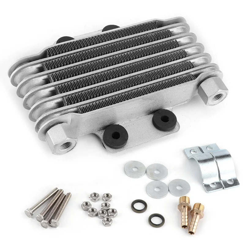 

6 Row Universal Motorcycle Engine Oil Cooler Cooling Radiator Replacement 125-250CC