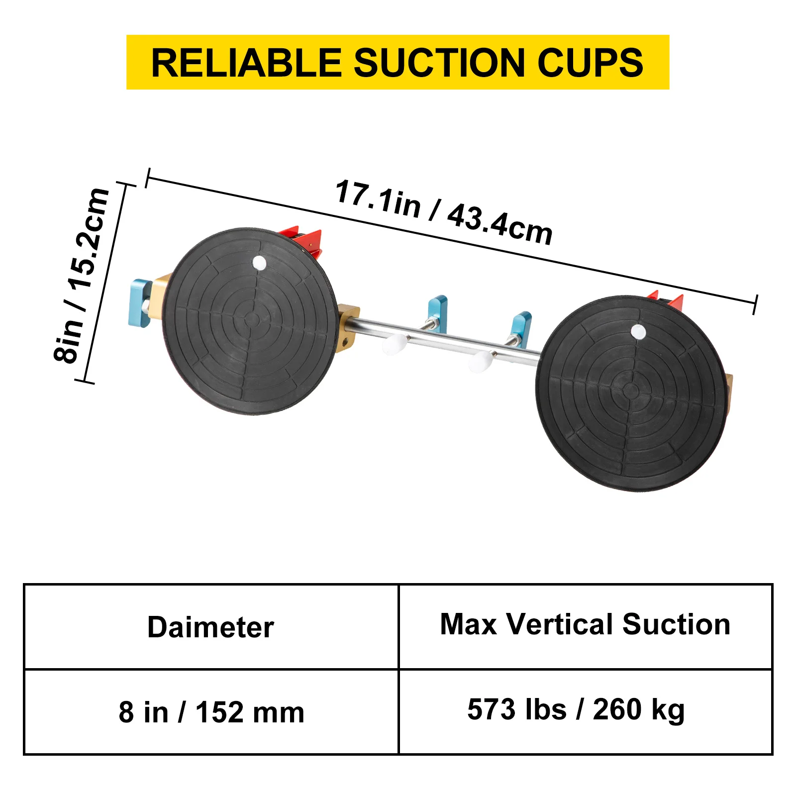 VEVOR Stone Seam Setter 2 Pcs 8" Leveling Joining Stone Ratcheting Seam Setter Tool Reliable Suction Cups Adjustable Knob Design