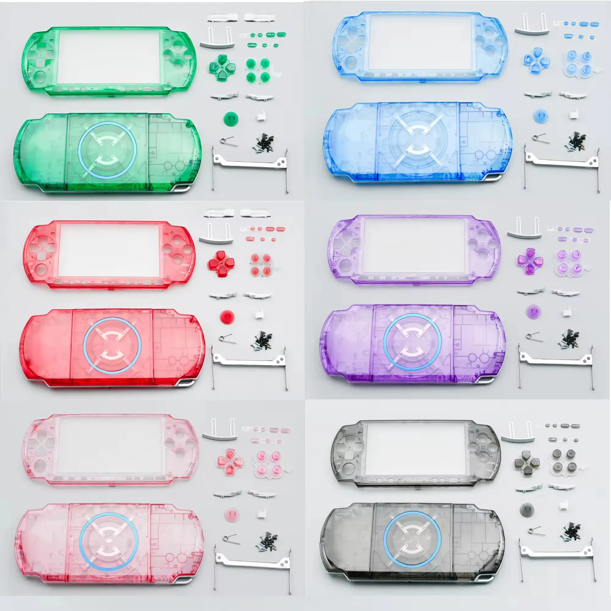 Game Console Shell Replacement For PSP3000 PSP 3000 Crystal Colors Full Housing Cover Case W/ Button Kit