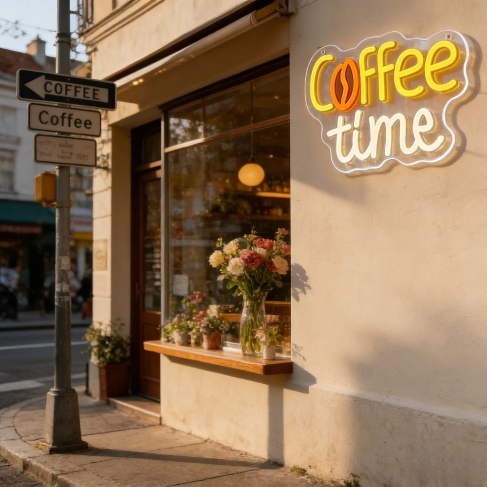 Coffee Time Neon Sign Dimmable LED Neon Light for Cafe Bar Kitchen Wall Decor Coffee Lovers Gift Home Brewing Themed Party Decor
