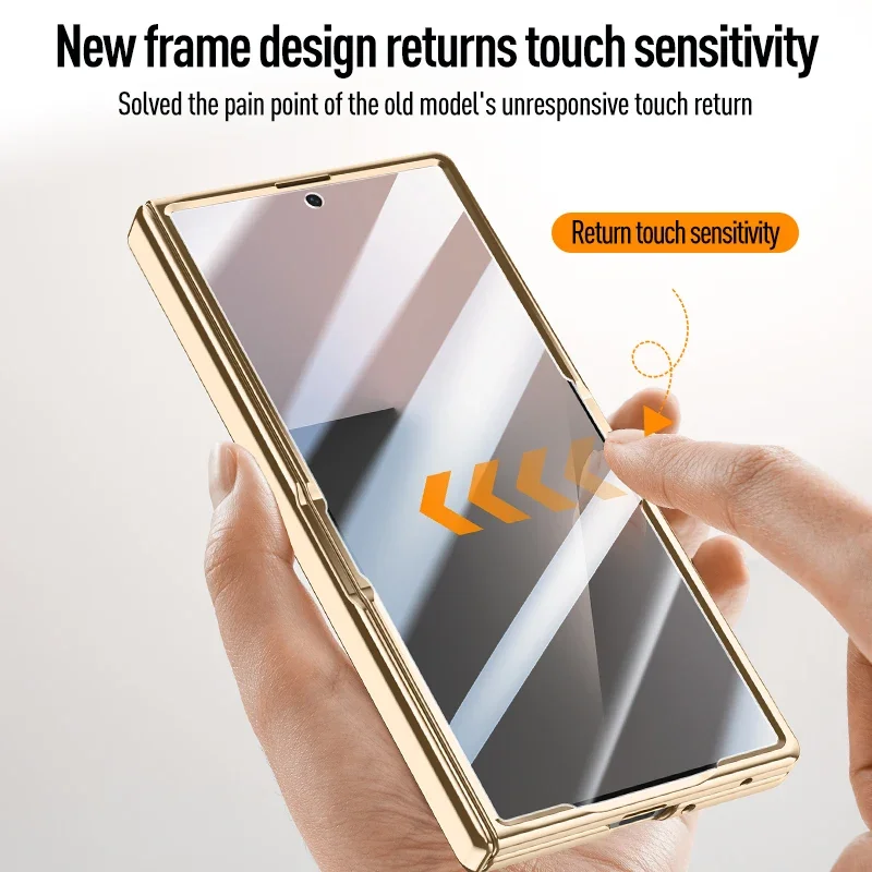 Für Samsung Galaxy Z Fold 7, Luxus PU Leder Objektiv Stehen Schützen Zurück Abdeckung Für Z Fold 7, All-inclusive Frühling Klapp Shell