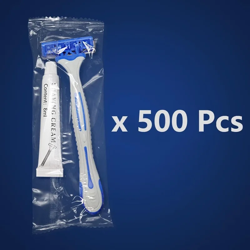 (500 Pack) Kheoxusa 3 Blade Disposable Razor,Three Blade Disposable Razors,Triple Blade Disposable Razors