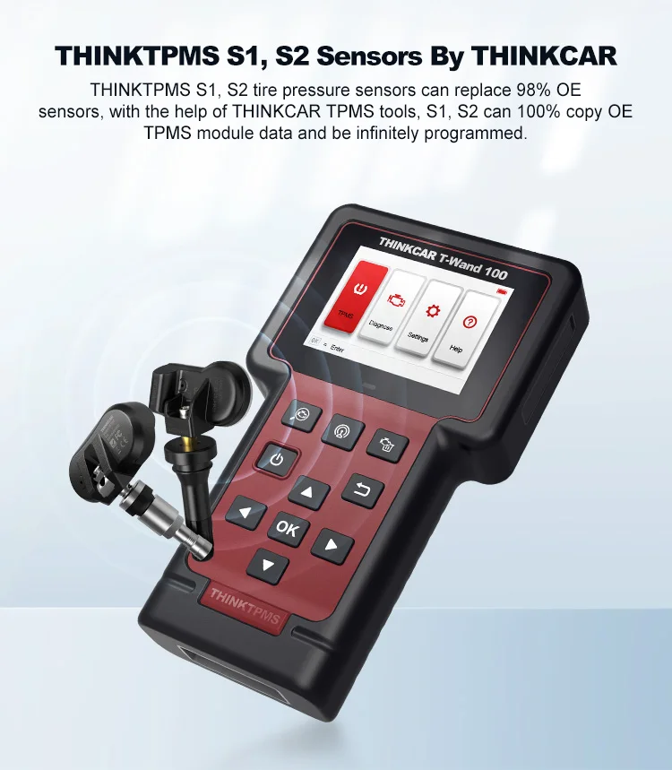 THINKCAR THINKTPMS T-stick 100 Universal جميع السيارات أدوات فحص ضغط الإطارات الاستشعار تفعيل القراءة التعلم البرمجة