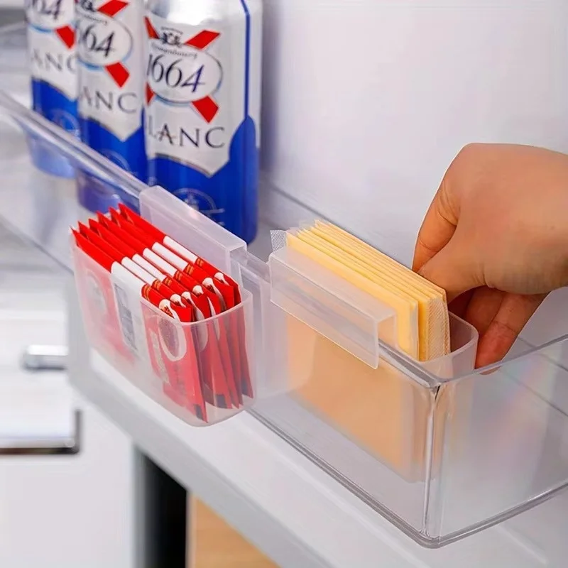 Sliced Cheese Holder for Fridge Refrigerator Side Door Organizer Hanging Storage for Kitchen Movable Storing Seasoning Box