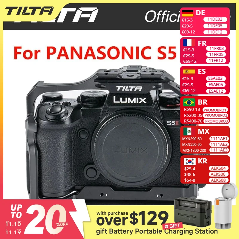 TILTA Full Camera Cage for Panasonic LUMIX S5 II/IIX Half Camera Cage TA-T50-FCC TA-T50-HCC Modular 15mm LWS Baseplate Type I
