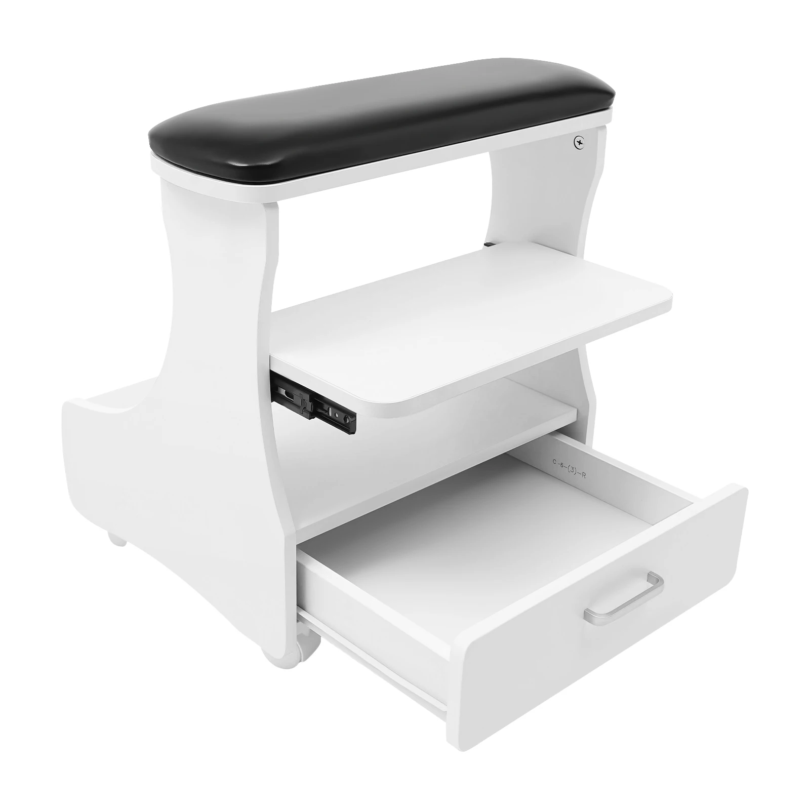 Foot Bath Stool, Portable Pedicure Foot Rest Hold 44.09 lbs Removable Shelf Footbath Stool with Wheels for Beauty Salons Medical Clinics Hair Salons Family Bathrooms (Black)