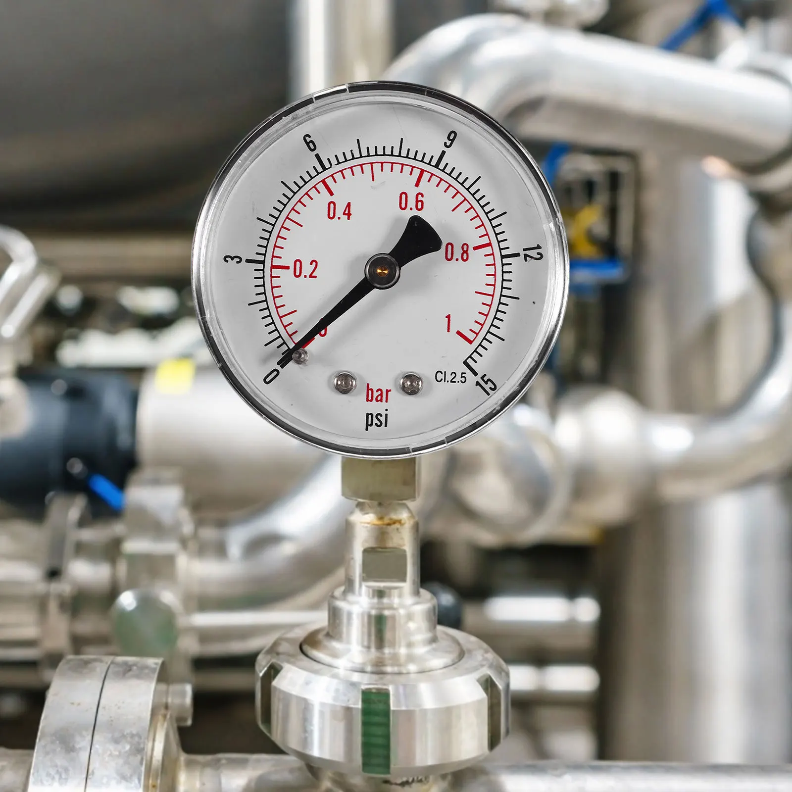 مقياس الضغط العالي Npt 0-15 Psi 0-1 Bar إطار فولاذي حجم صغير سهل القراءة مقياس الضغط المحمول