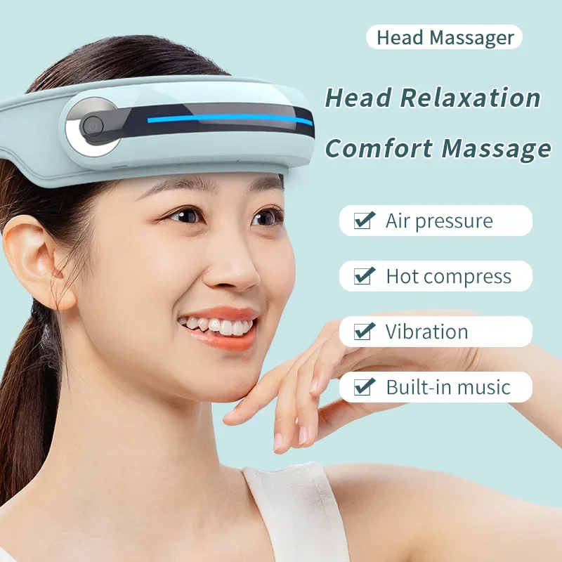 Air pressure head massager, hot compress massage belt, new Bluetooth music massager, sleep instrument - Image 2