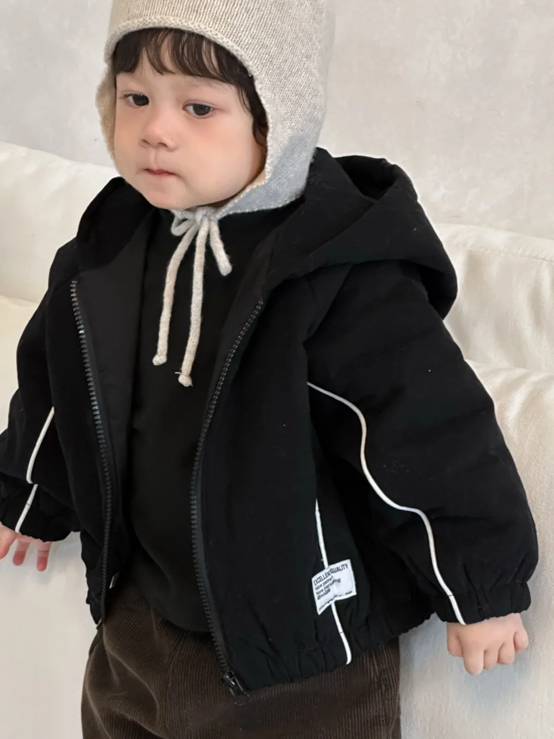 2025 Winter New Children Long Sleeve Hooded Coat Plus Velvet Thick Boys Warm Zipper Coat Solid Girls Casual Jacket Baby Clothes