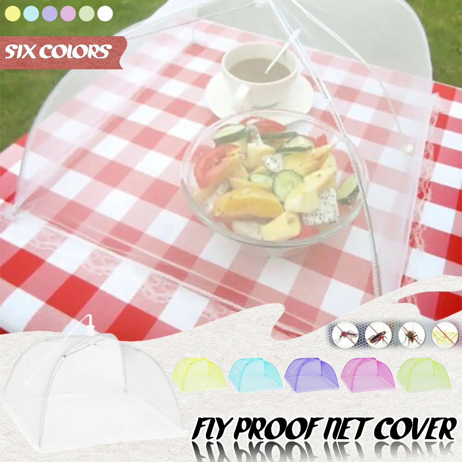 Food Cover Large Pop-Up Mesh Screen Food Cover Tent Dome Net Umbrella Picnic Home Kitchen Folded Mesh Anti Fly Mosquito Umbrella