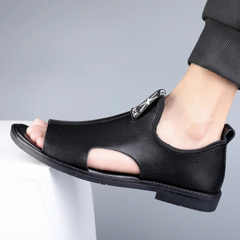 Summer  Men's Sandals Genuine Leather Sandals Men Beach Shoes Sandals Men Casual Shoes 2024 New image 2