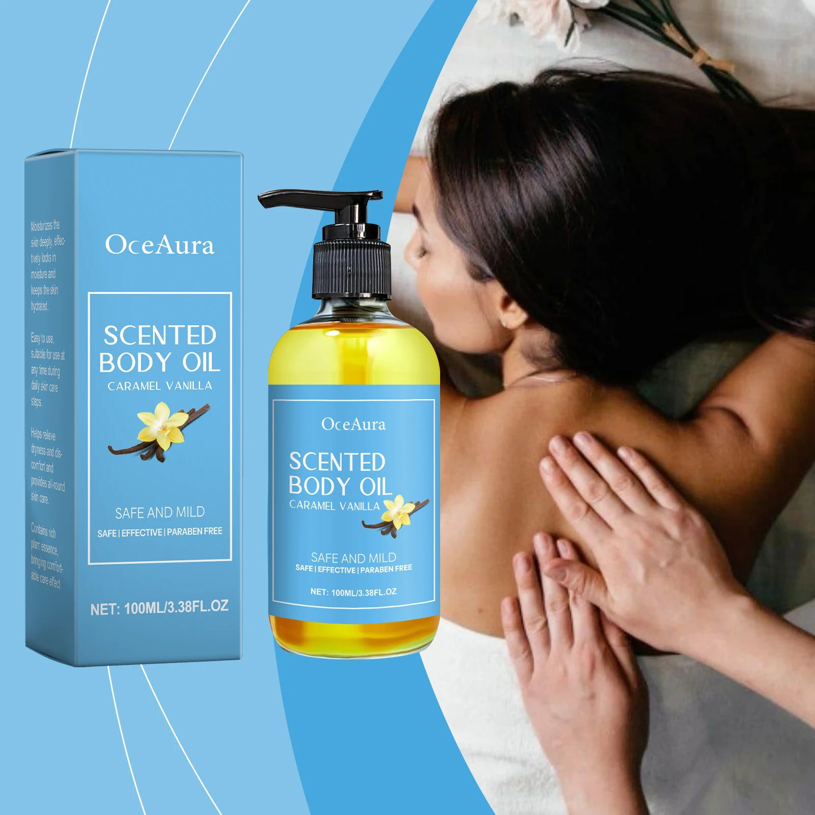 Caramel Vanilla Body Massage Oil Improve Moisturizing Relieve Stress Strengthen Nourishing Muscle Relaxing Body Essential Oils
