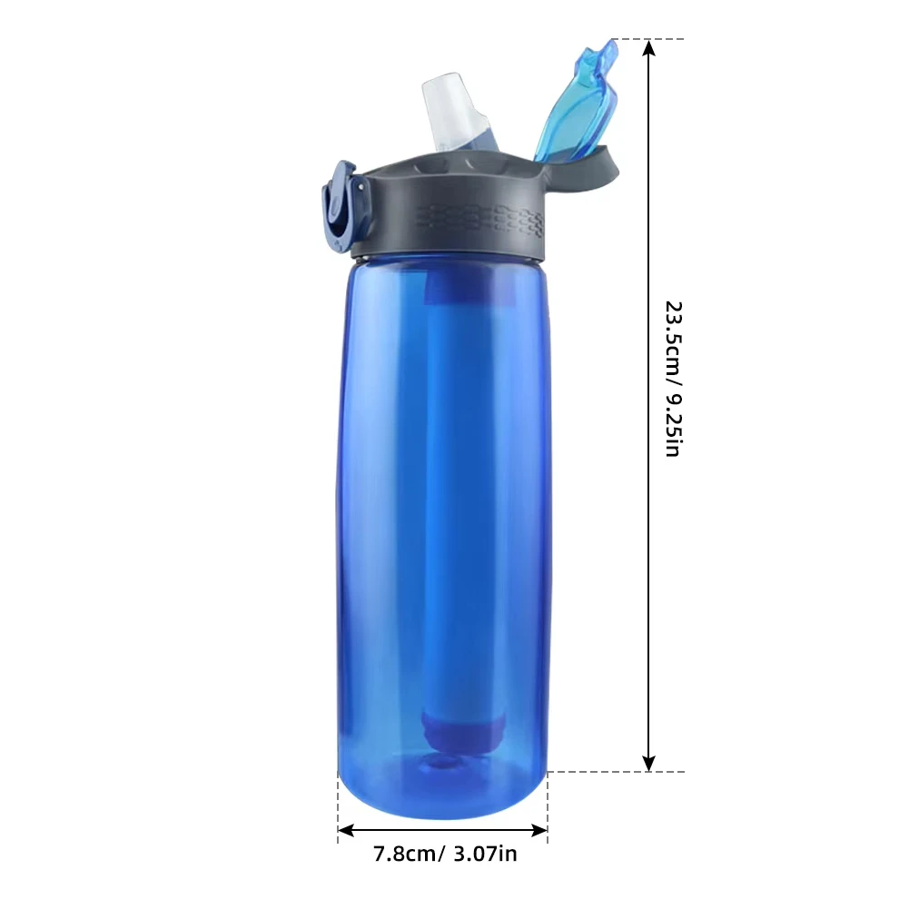 Botol Air dengan Filter Air Tutup Dapat Dikunci BPA Gratis Air Perlengkapan Darurat Olahraga Berkemah Luar Ruangan