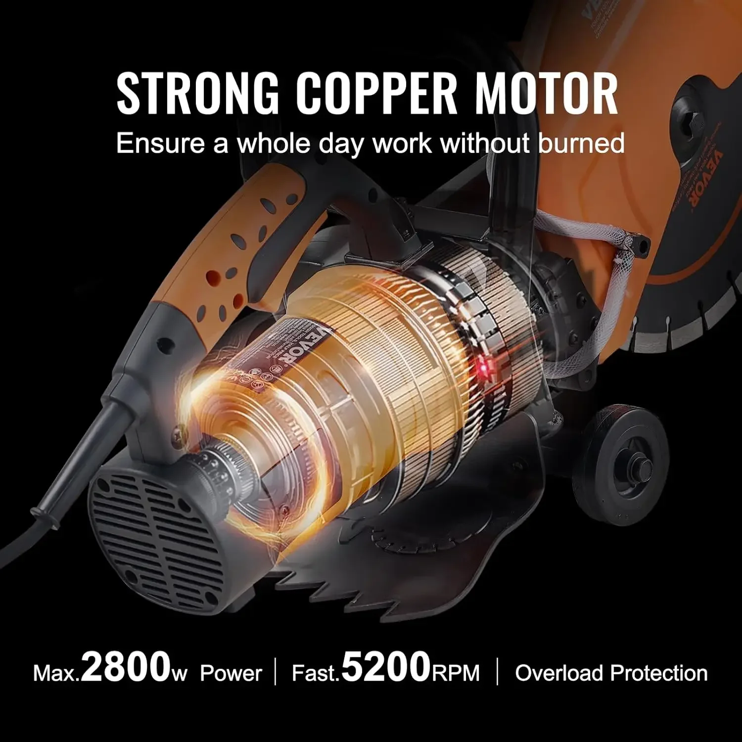 Saw, 12 in, 1800 W 15 A Motor Circular Saw Cutter with Max. 4.5 in Adjustable Cutting Depth, Wet Disk Sa