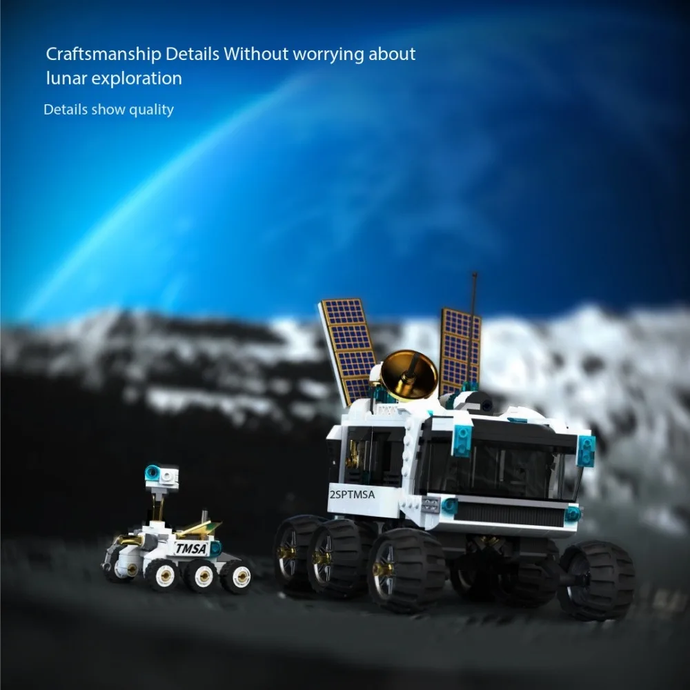 Lunar Explorer Building Set Sci-Fi Moon Rover with Deployable Mini Rover Space Exploration Model Creative Gift for Kids Adults