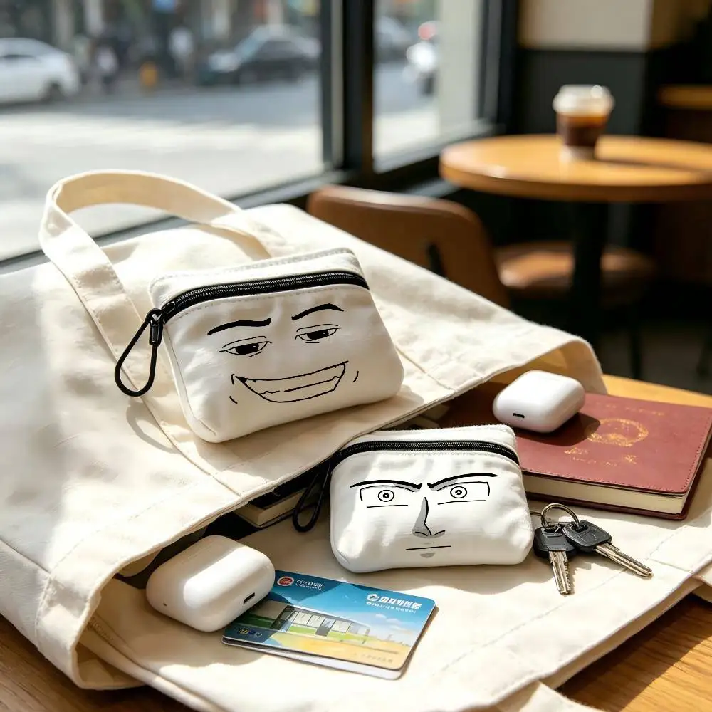 meme face Wear-resistant Oxford Cloth Coin Purse Portable Backpack Hanging Card Storage Bag