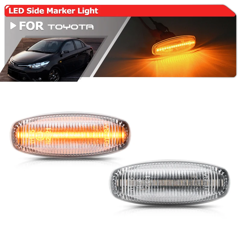 

2PCs For Toyota Yaris Sedan Vios 2014 2015 2016 2017 2018 2019 Front Led Side Marker Blinker Indicators Turn Signal Lights