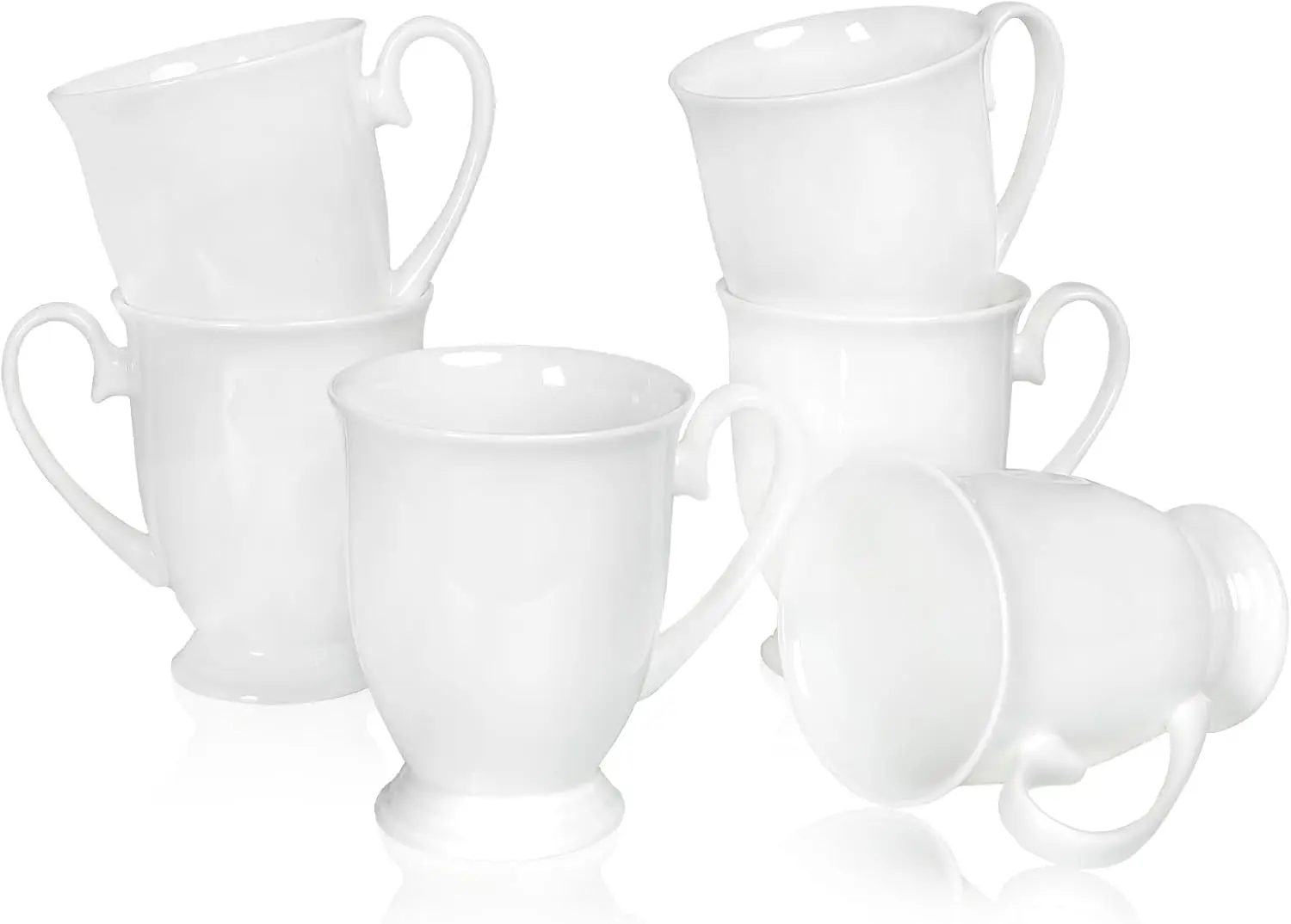 

Набор из 6 белых кофейных кружек из тонкого костяного фарфора (8 унций), керамические чайные чашки в европейском стиле, элегантные