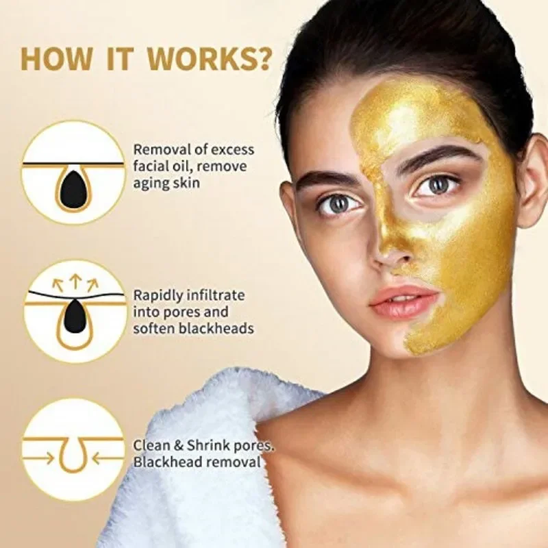 24K Gold Peel Off Blackhead Mask,Gold Facial Mask Deep Cleansing Great Face Skin Care