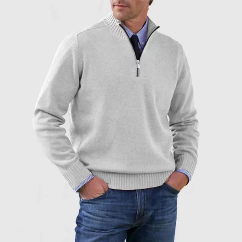 Men's Autumn Winter Knitted Zipper Wool Warm Sweater Warm Base Shirt