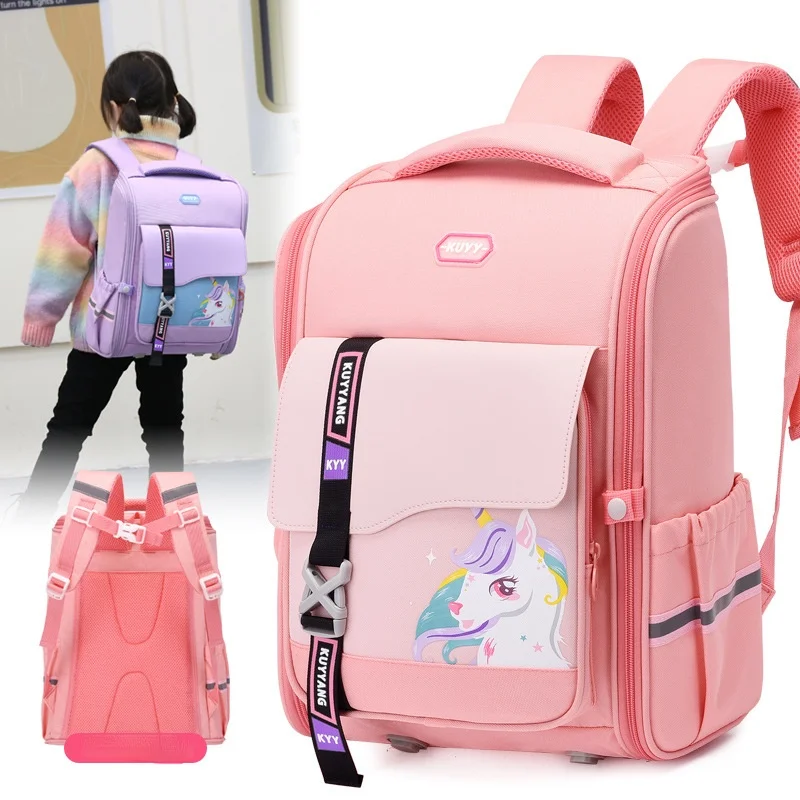 Grade 3-6 Students Girl Boy Cartoon Large Capacity Schoolbags New Children Fashion Cute Unicorn Dinosaur Reflective Backpacks