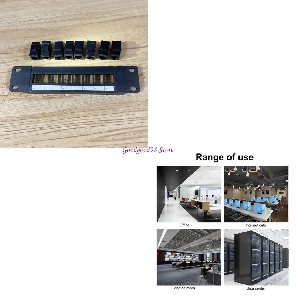 Patch Panel 8 Port Cat6 with Inline Keystone 10G Pass-Thru Coupler Patch Panel 