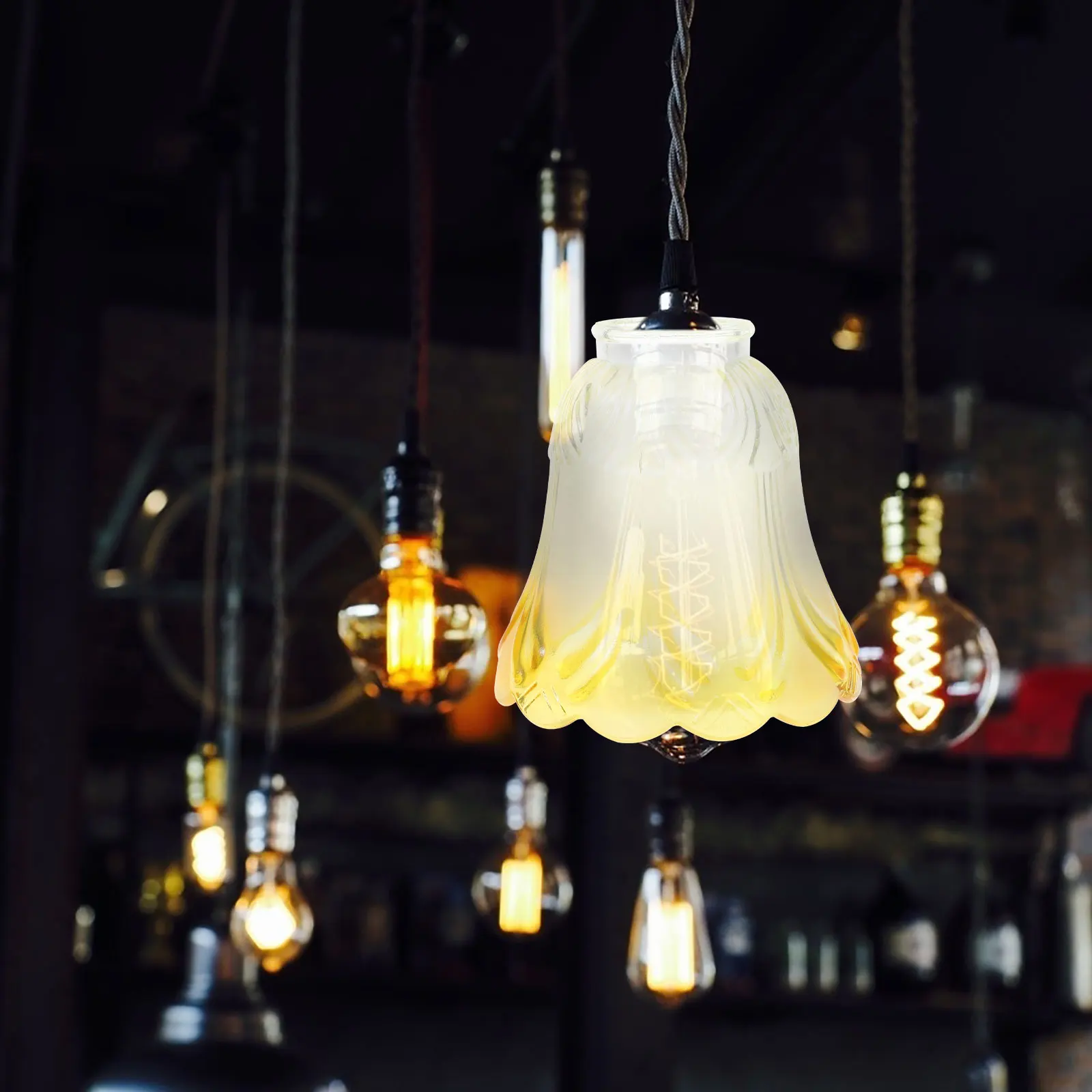 유리 램프 갓 교체용 경량 천장 펜던트 라이트 커버 정교한 디자인 홈 데코 액세서리 유리 램프 갓