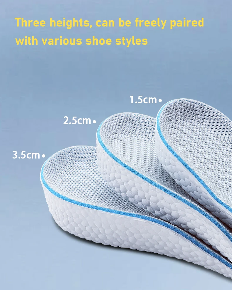 1 Paar Unisex-Einlegesohlen zur Körpergrößenerhöhung mit Fußgewölbestütze, orthopädische Memory-Schaum-Einlagen für Plattfüße, unsichtbare Einlagen für Sneaker – Detail 7