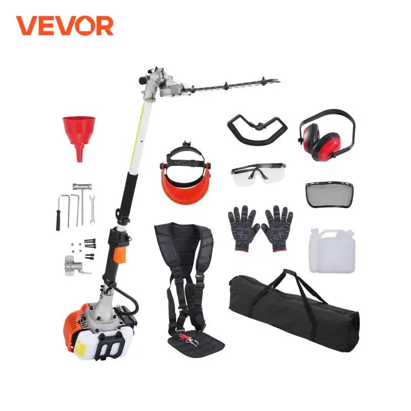 VEVOR 15.7-inch 26CC 2 Cycle Gas Hedge Trimmer Gas Powered Pole Hedge Trimmer 270° Adjustable  Head for Trimming Shrubs Bushes