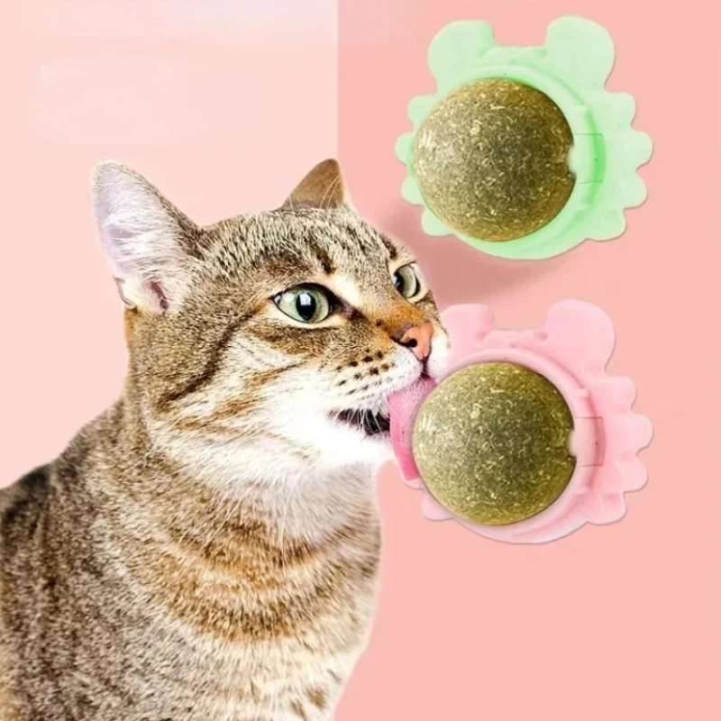 Catnip Natural para Gatos, Juguete Giratorio de Catnip para Pared con Ventosa, Rascador, Premios Saludables, Elimina Bolas de Pelo, Juguetes de Menta, Snacks, Suministros para Gatos