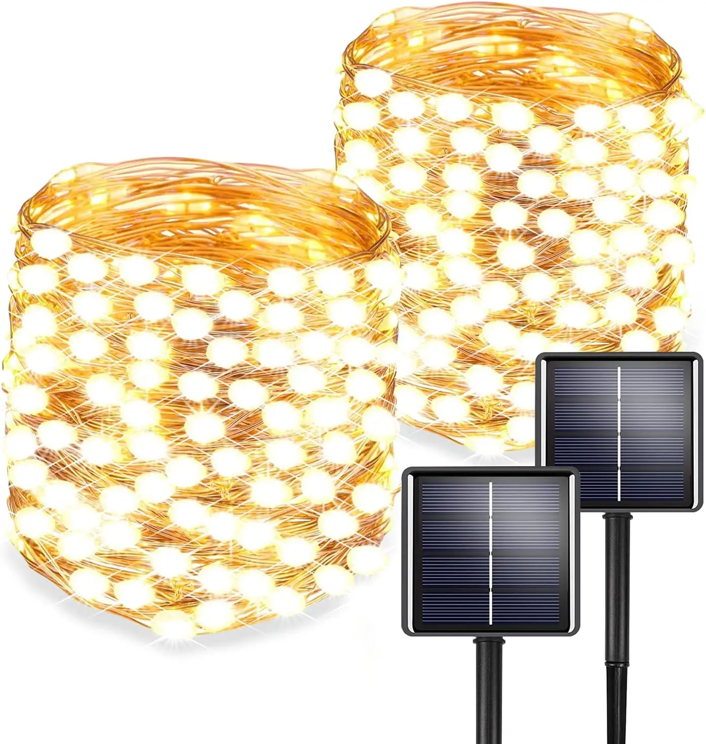 

2-Pack 200 LED Solar Fairy Lights Outdoor, Upgraded Oversize Lamp Beads & Super Bright Solar String Lights Outoor, 8 Modes S