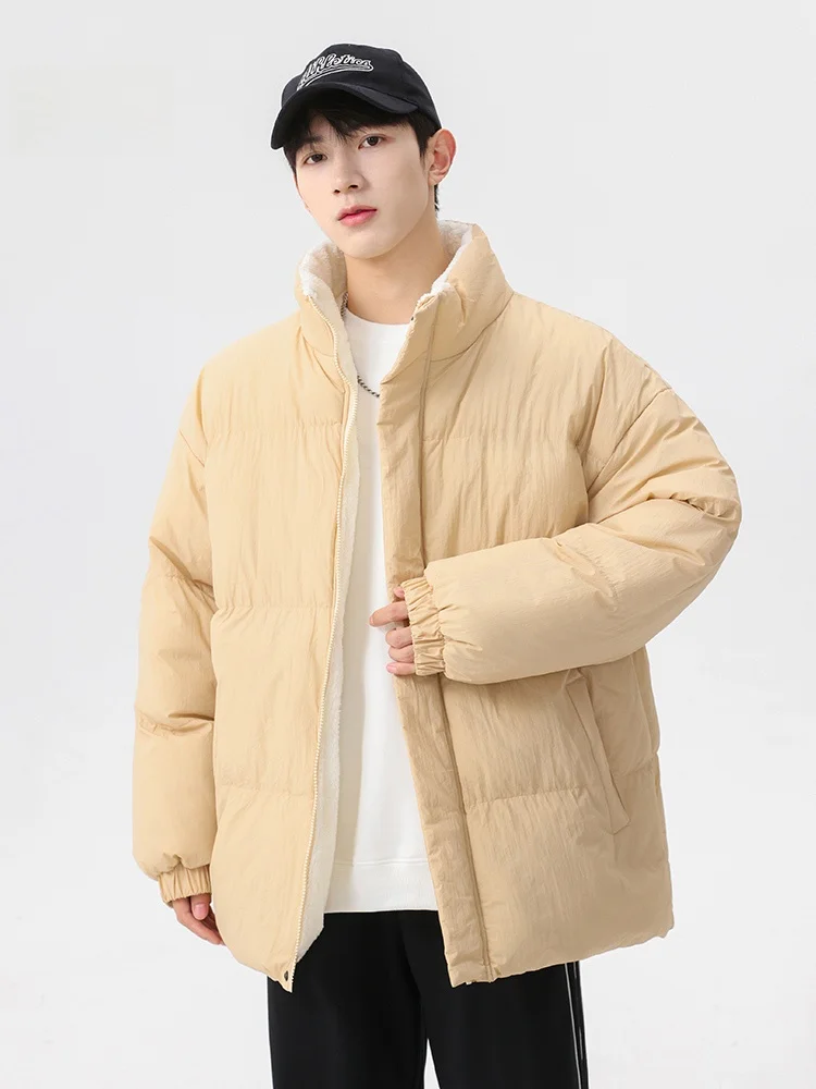 

Мужская утепленная куртка из хлопка с начесом под овчину, зимняя теплая спортивная куртка приталенного кроя на молнии, повседневная верхняя одежда