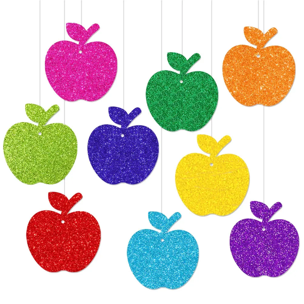 

9pcs Apple Hang Decorations Colorful Paper Cutouts For Classroom Bulletin Board School Decor Fall Garland Art Craft