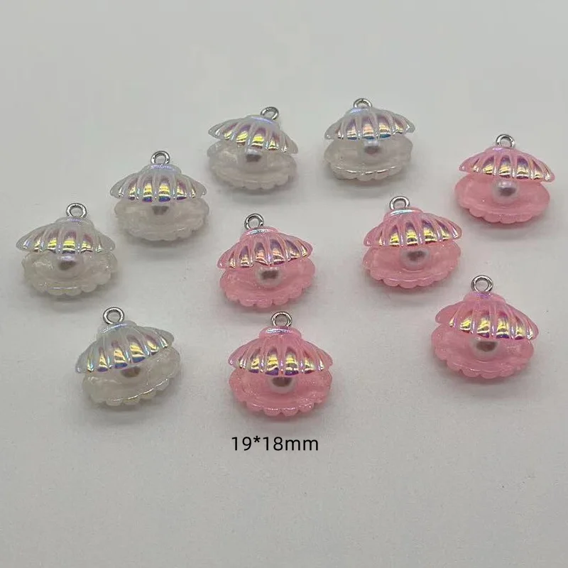 10pcs cute gradient shell shaped sequin resin charm pendant DIY necklace earrings bracelet keychain jewelry making