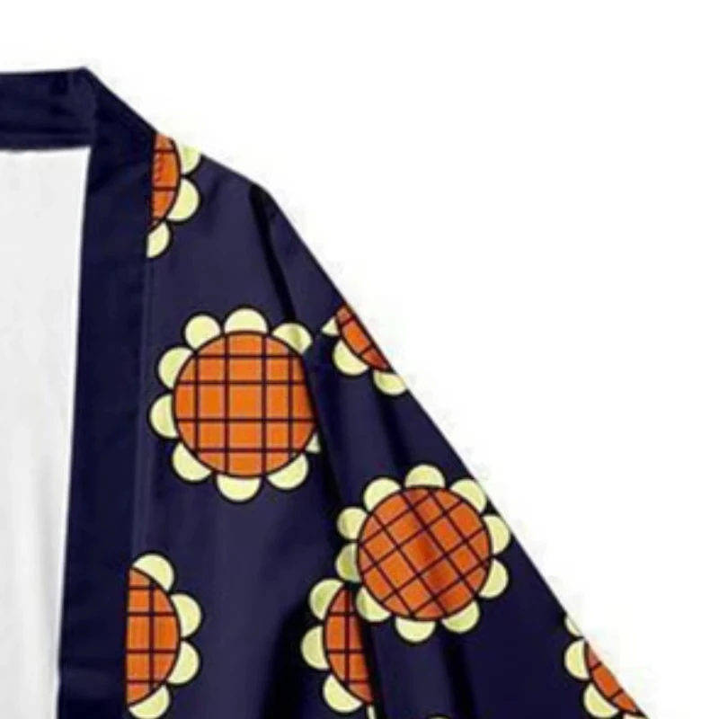 신상품 애니메이션 코스프레 의상 여름 여성 남성 해바라기 프린트 일본식 기모노 가디건 하오리 망토