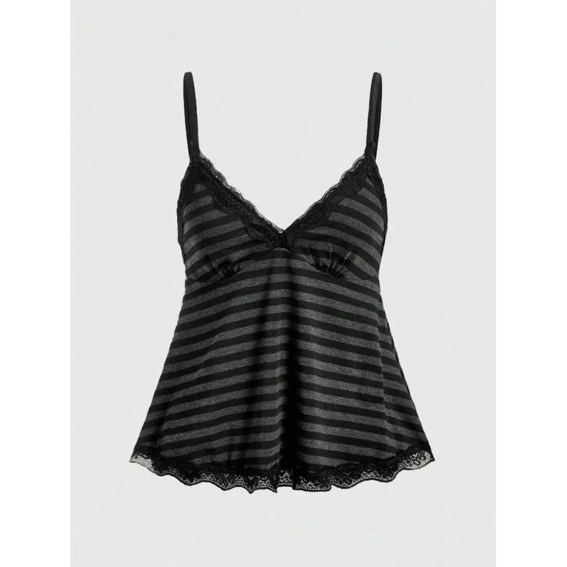 

Женский модный жилет в полоску с цветовыми блоками, топ-майка с контрастными полосами, весна 2026, другие материалы, 100% длинный фасон, прочее