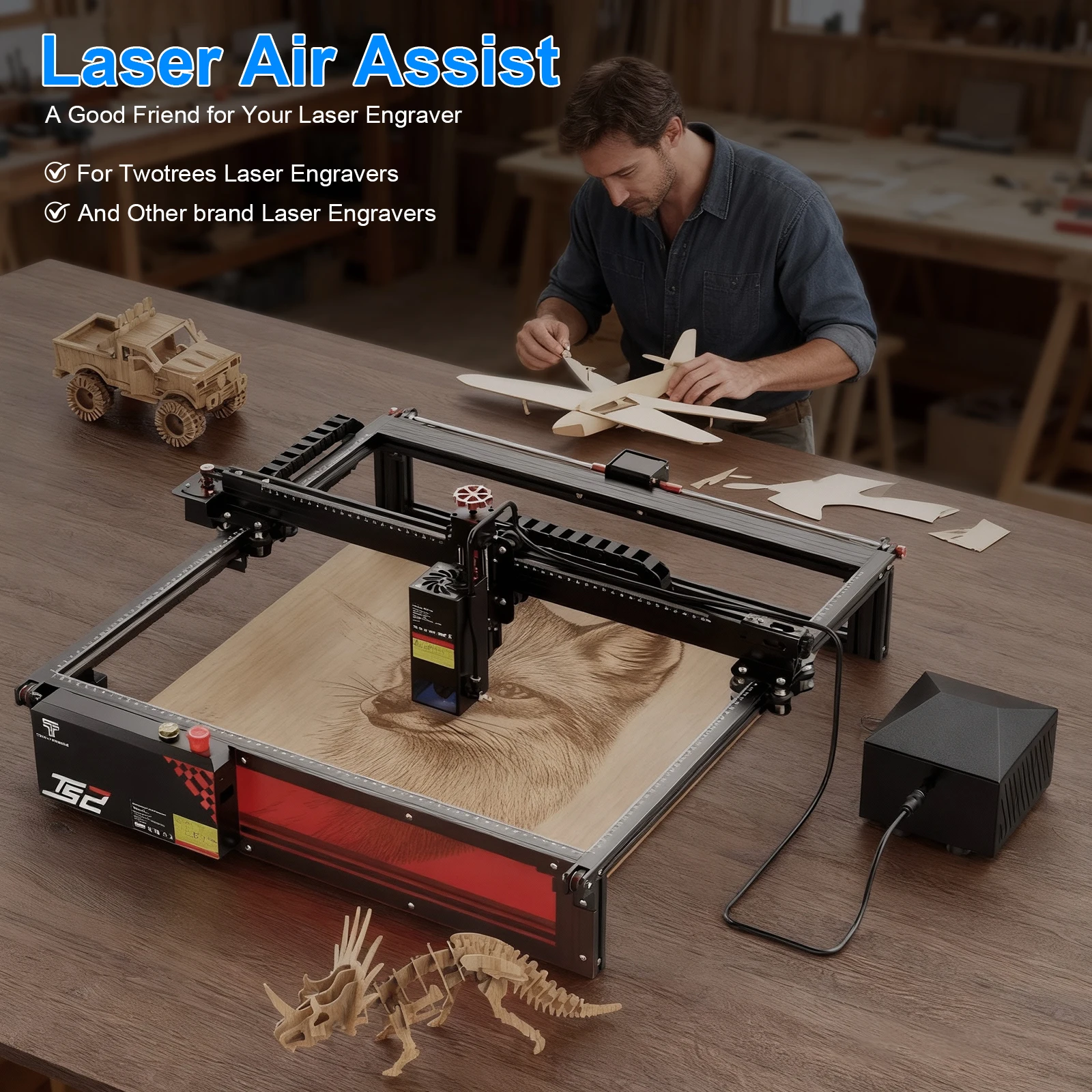 Twotrees P2 Air Assist kit 25L/min for TTS Pro TS2 S9 Compatible multiple laser modules Laser engraving machine accessories - view 6