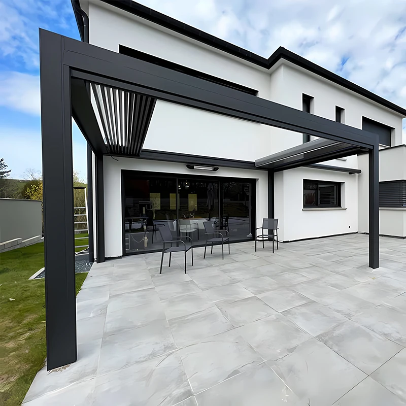 HeavyDuty Aluminum Patio Pergola with Motorized Roof for Outdoor Backyard Garden pergola