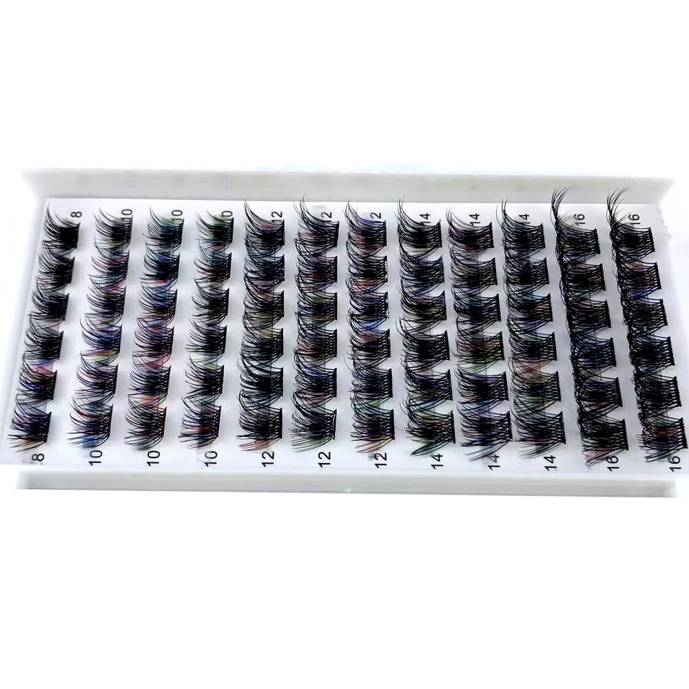 Mischfarbige russische Volumen-Wimpernsegmente, natürliche Wimpern, DIY-Cluster-Wimpern, Segmentwimpern, gemischte Größen, Regenbogen-Wimpern – Detail 20