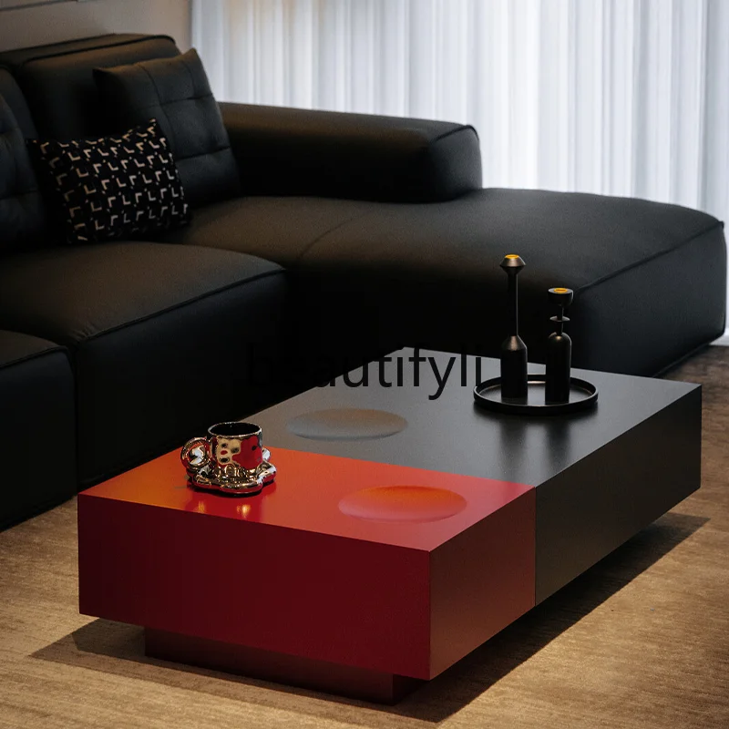 

Minimalist art coffee table color matching combination coffee tea table fashion black and red corner table