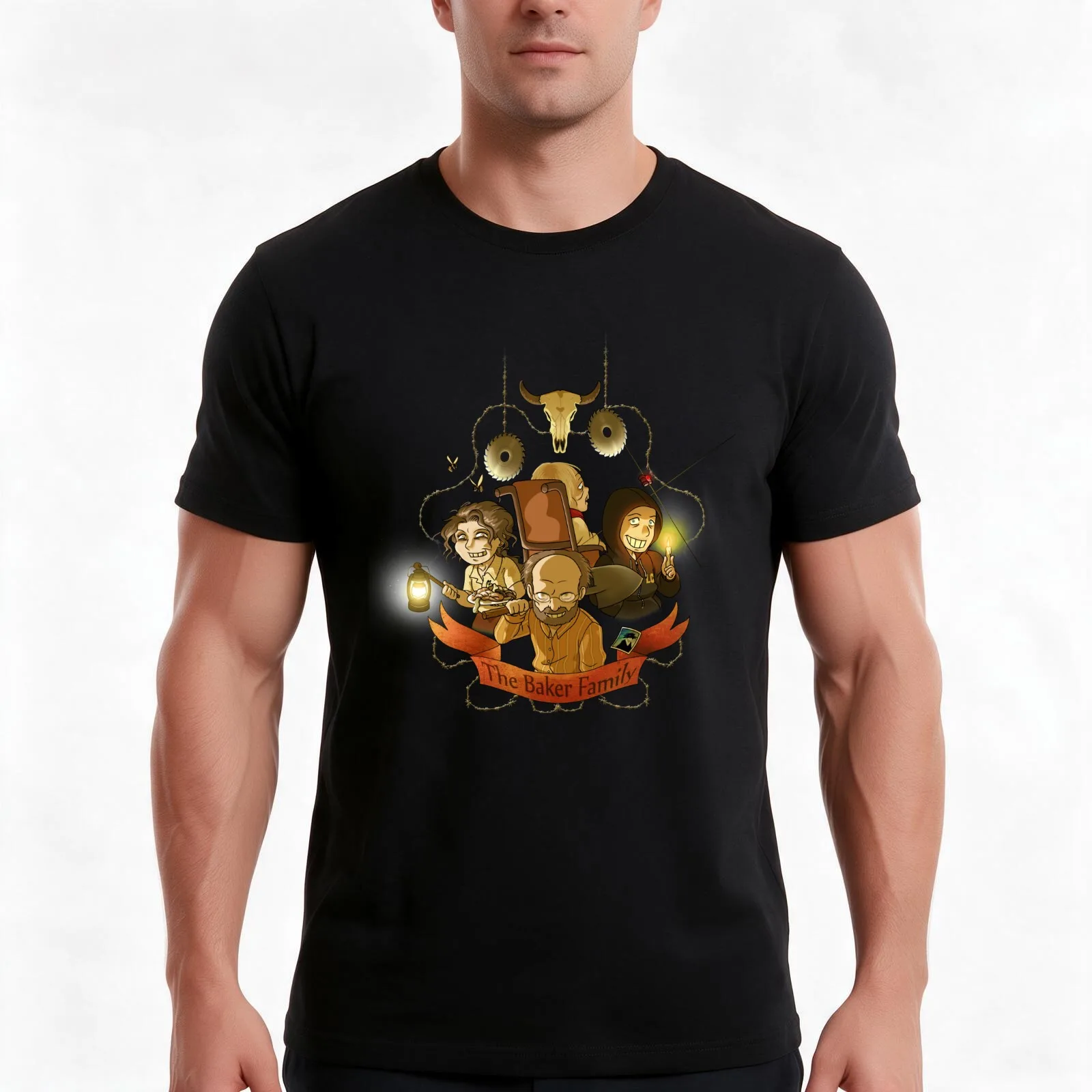 The Baker Family T-Shirt, Summer Casual Cotton Tee, Oversized Streetwear Tops, Vintage Graphic Print, Loose Fit Short Sleeve