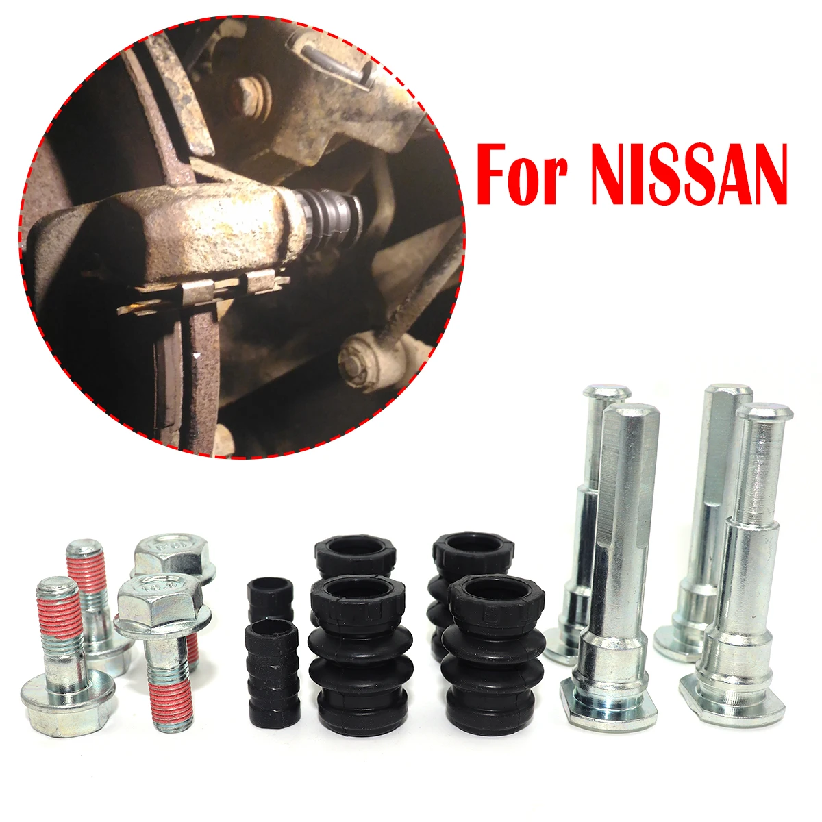 

Brake Caliper Cylinder Slider Guide Pin For NISSAN 200SX ALMERA BLUEBIRD CEFIRO JUKE For Disc Housing Bolt Rubber Bush Boot Seal