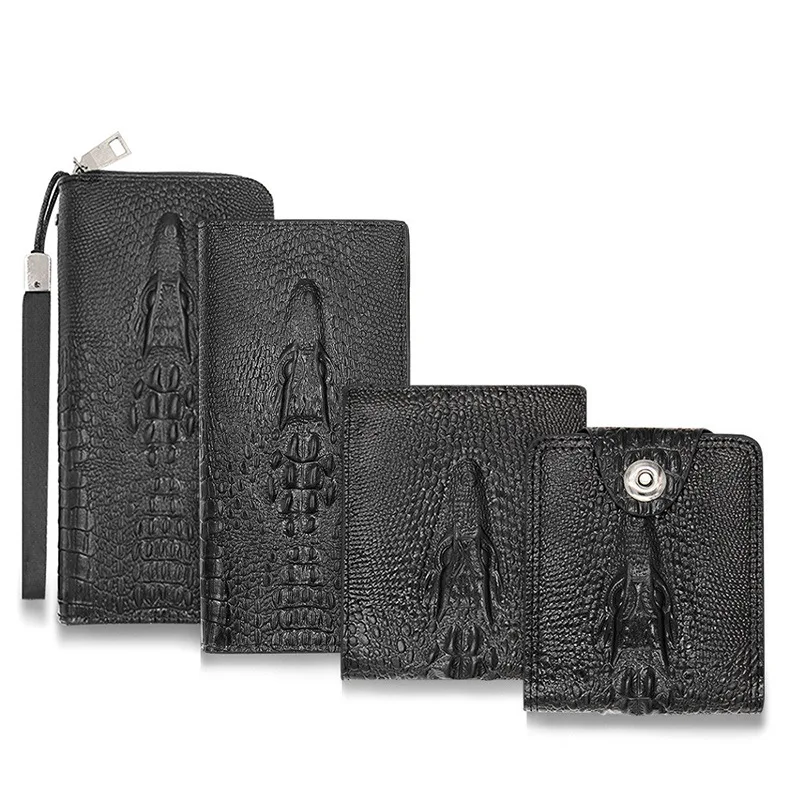 New Men's Crocodile Pattern Series Long Short Wallet Multi functional Large Capacity Business Wallet Handheld Bag Card Bag ita