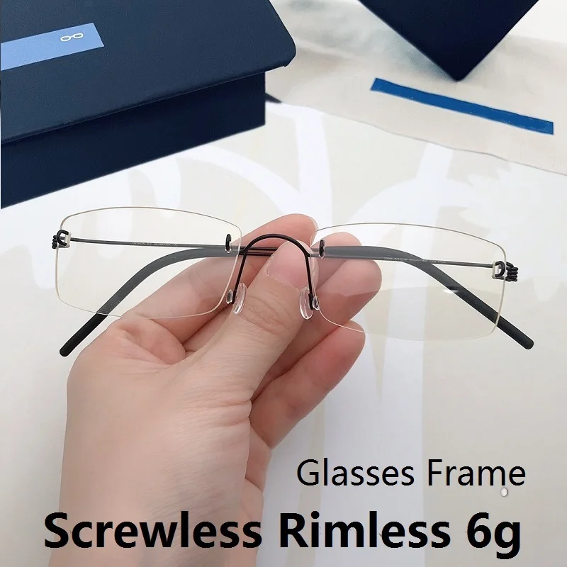 Denmark Brand Glasses Frame Rimless Men Screwless Titanium Ultralight Eyeglasses Women Optical Lens Anti Blue Light Prescription