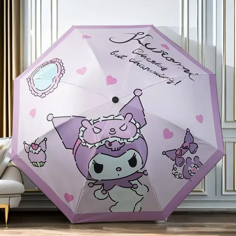 Kawaii Sanrio Hello Kitty sun umbrella, foldable UV protection UPF50+, cute cartoon animation, My Melody dual-purpose sun umbrel