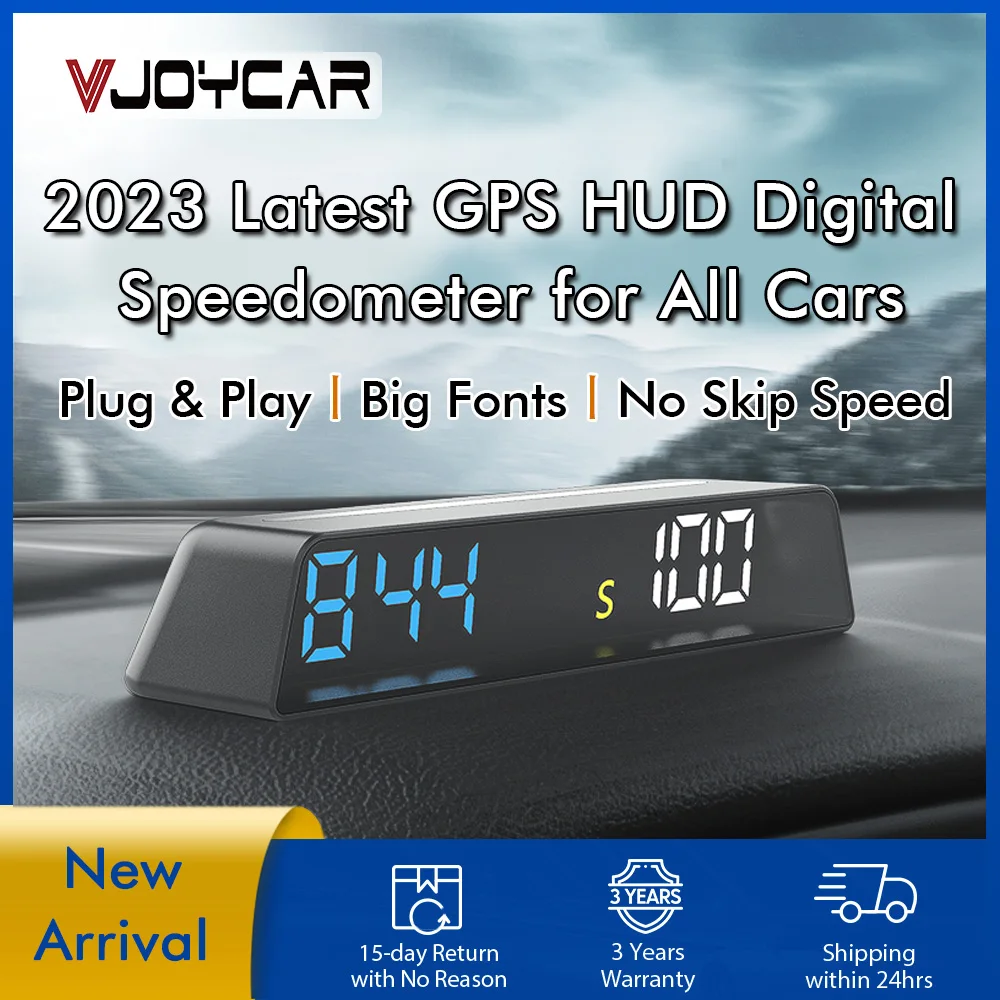 

Vjoycar 2023 GPS Dashboard HUD Gague Digital Speedometer Time Compass Altitude Plug and Play Electronic Accessories for All Cars