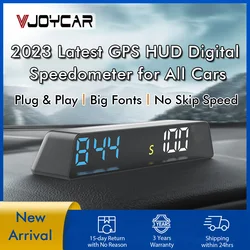 Vjoycar 2023 GPS Dashboard HUD Gague Digital Speedometer Time Compass Altitude Plug and Play Electronic Accessories for All Cars