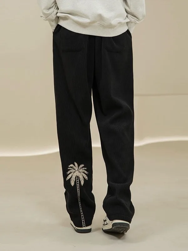 

Новые мужские повседневные брюки из вельвета с вышивкой оливкового дерева, широкие прямые, свободные, класса люкс, длинные, удобные, 2026